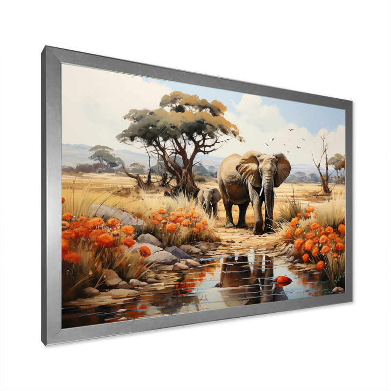 African Natures Symphony sur impression sur toile, H 24 po x l 32 po x P 1 po, Cadre simple argenté
