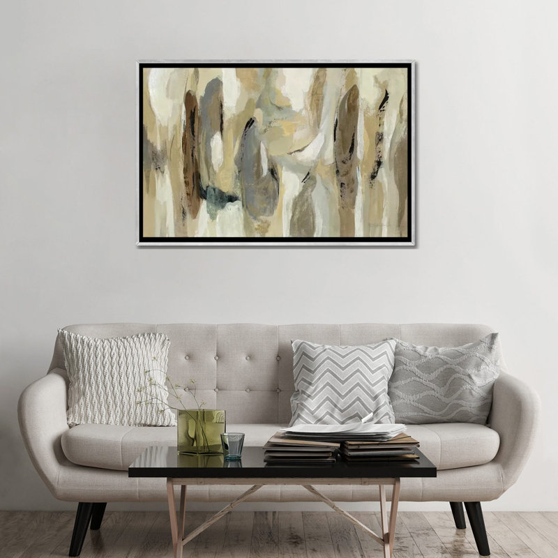 " Fluidity Neutral " by Silvia Vassileva, No Mat, 32" H x 48" W x 1.5" D, Silver Framed