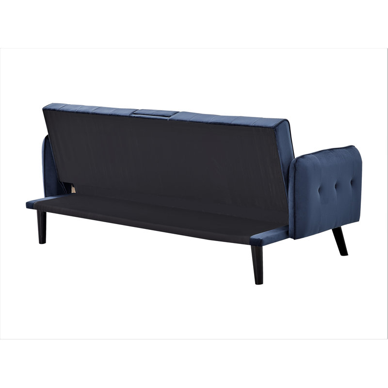 Koga 72'' Velvet Convertible Sofa, Navy Velvet