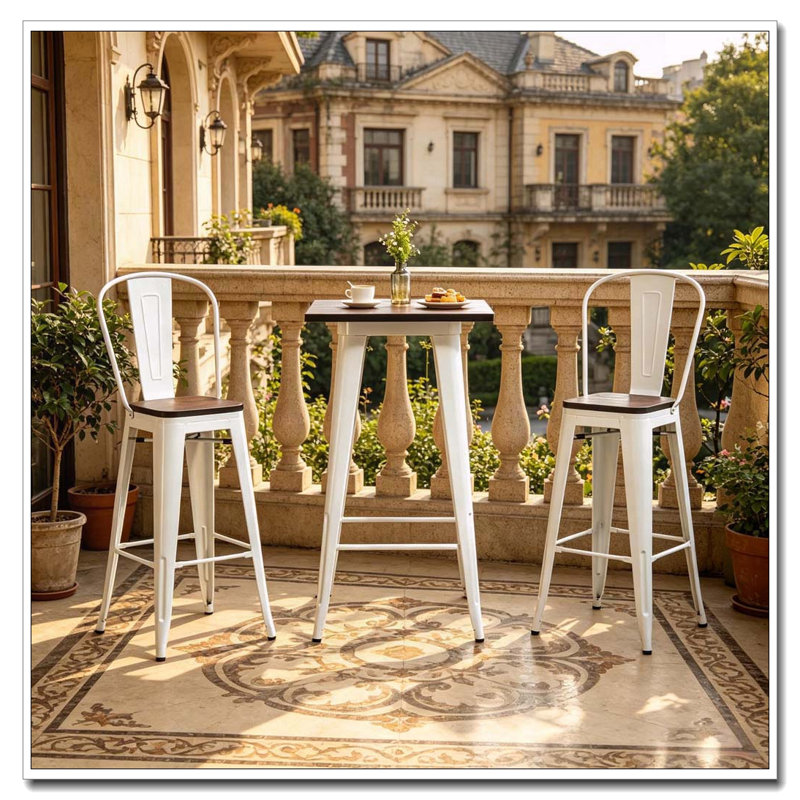 3-Piece Industrial Bar Table and Chairs Set