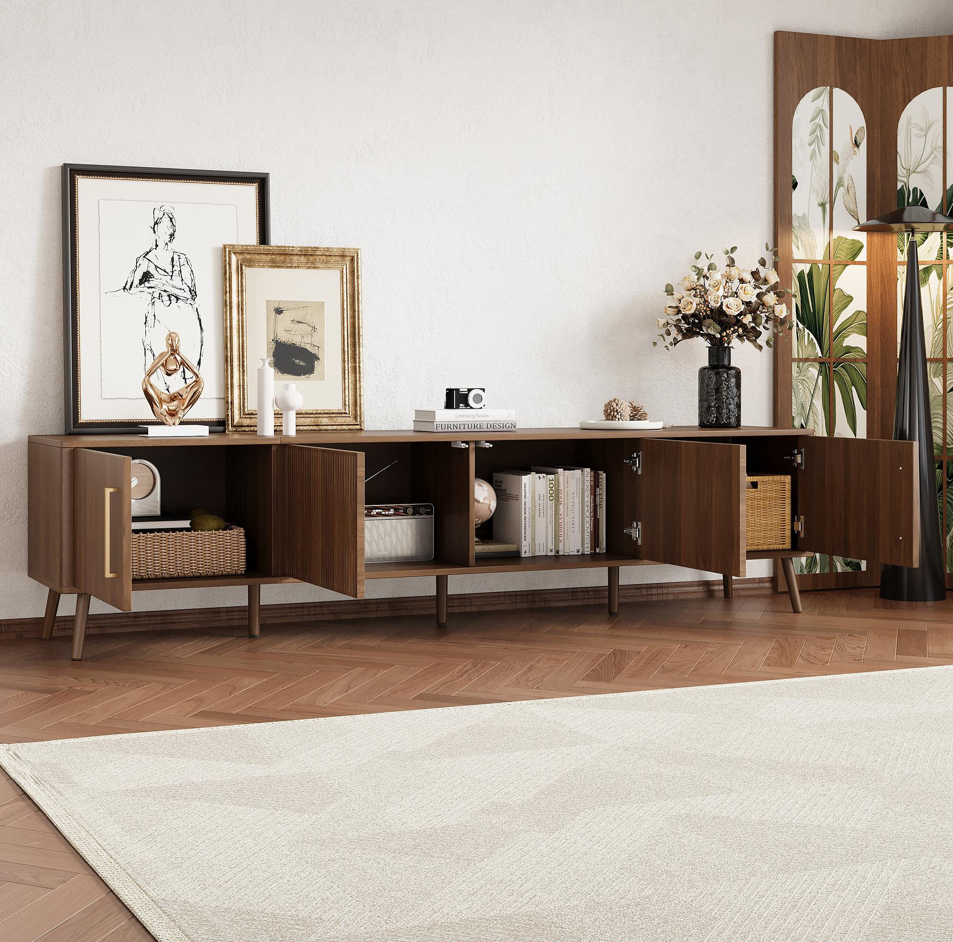 78 Inch Latitude Run® 78 Inch Modern TV Stand For Tvs Up To 85