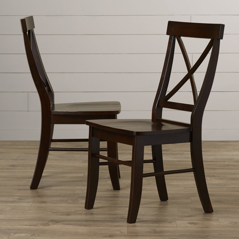 Bellmead Solid Wood Cross Back Side Chair, Charcoal