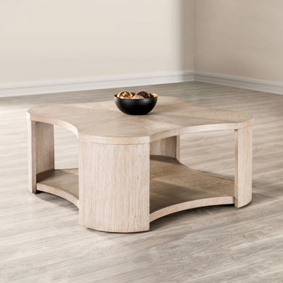 Coffee Table With Open Storage And , Modern Style, Oak Veneer, Rubberwood Engineered Wood, 42X42x18 For Home Decor Table, Storage, Rubberwood, Wood