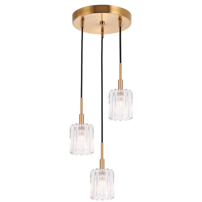 Suspension cylindrique en grappe 3 lumières Rosendahl, Laiton, Halogène