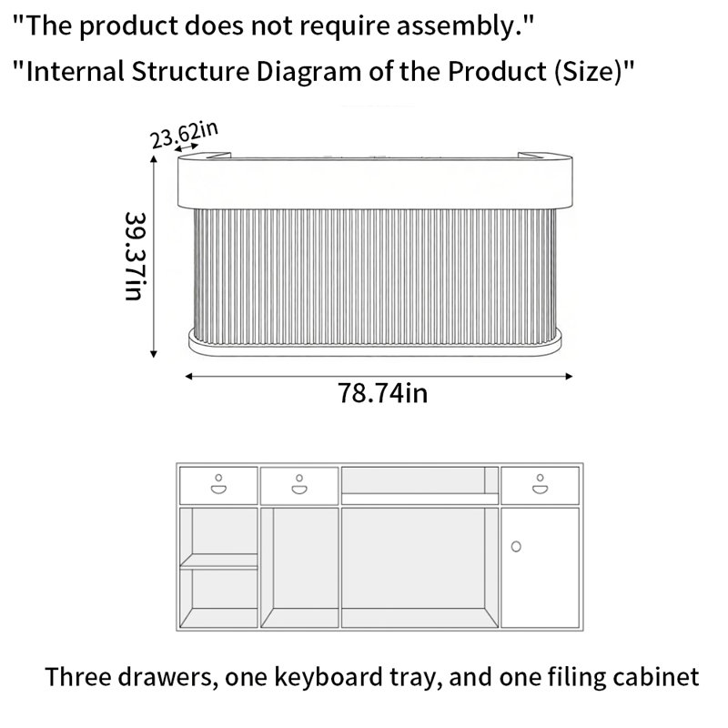 Bureau d'ordinateur, bureau d'écriture et table de réception polyvalents - 78,74 po avec effet d'éclairage DEL pour le bureau ou l'utilisation commerciale