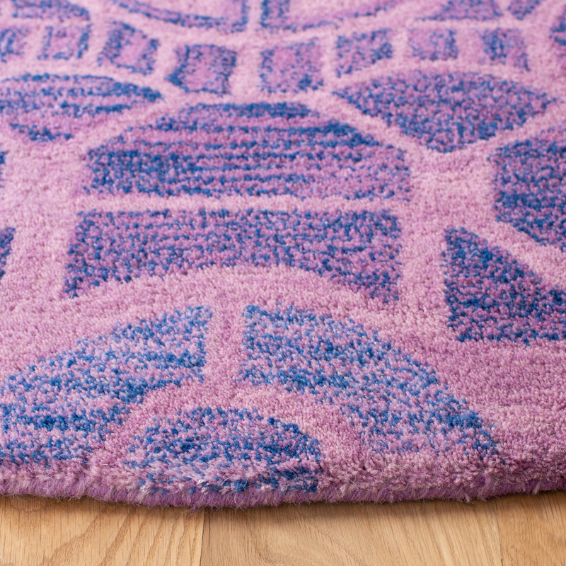 Tapis géométrique en laine / viscose touffeté à la main Kouerga, Rond 7 pi
