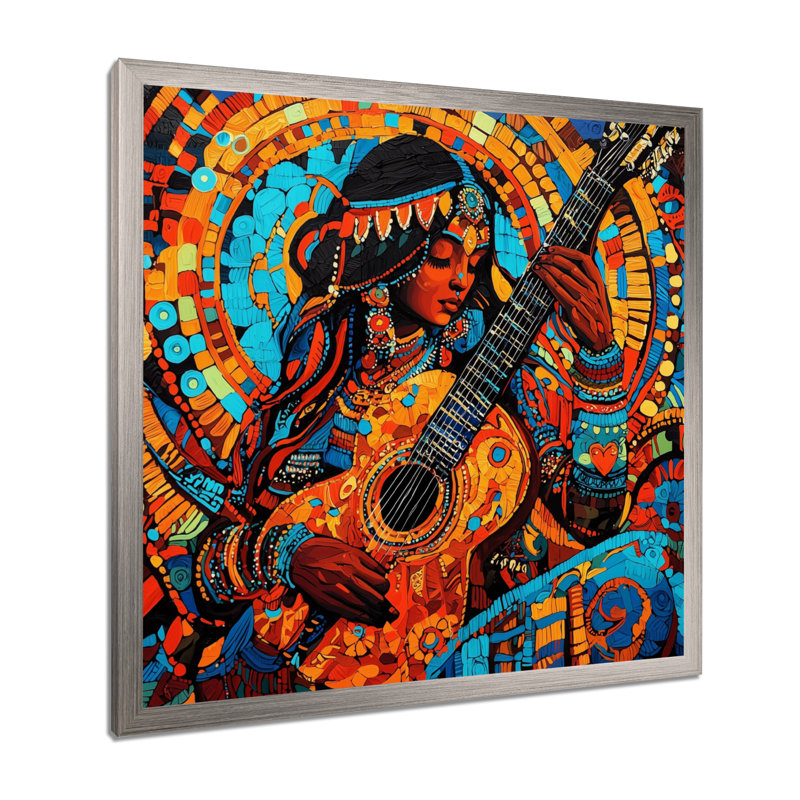Saraswati, déesse de la connaissance de l'hindouisme II, impression sur toile, H 36 po x l 36 po, Argent argent