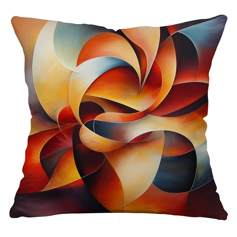 Coussin décoratif abstrait, sergé de coton artistique, Carré 20 po