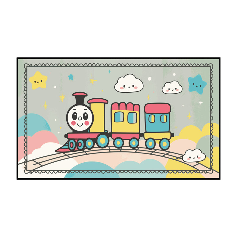 Zoomie Kids Cars Plane Train Kids Rug, Rectangle 2' x 3'