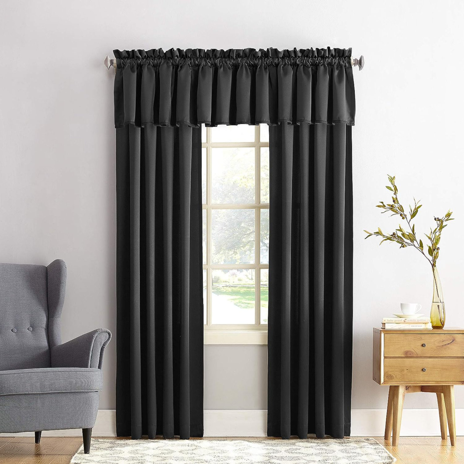 Millen Room Darkening Panel - Basics by Wayfair™, Black, 1, 54" W x 84" L