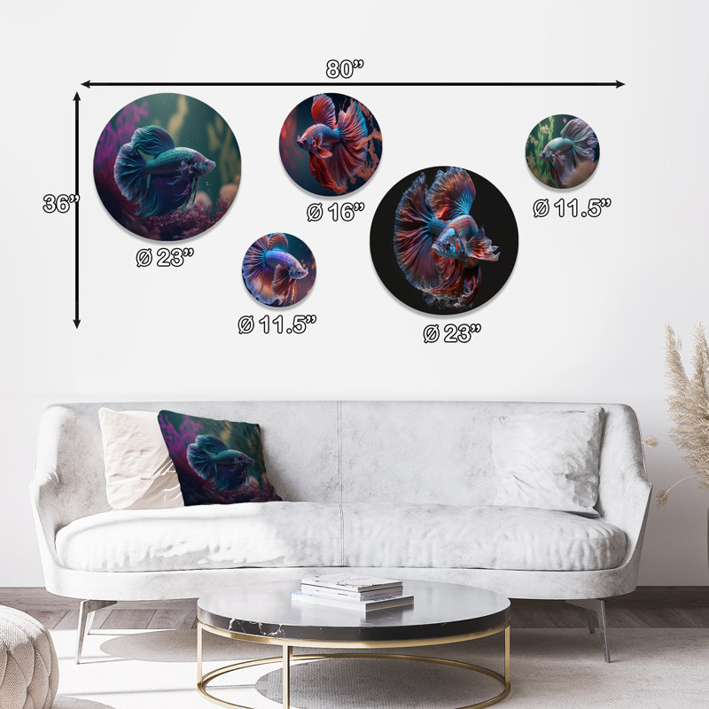 Magnifique bettafish dans les tons de bleu et de mauve I - décoration murale en métal poisson animal