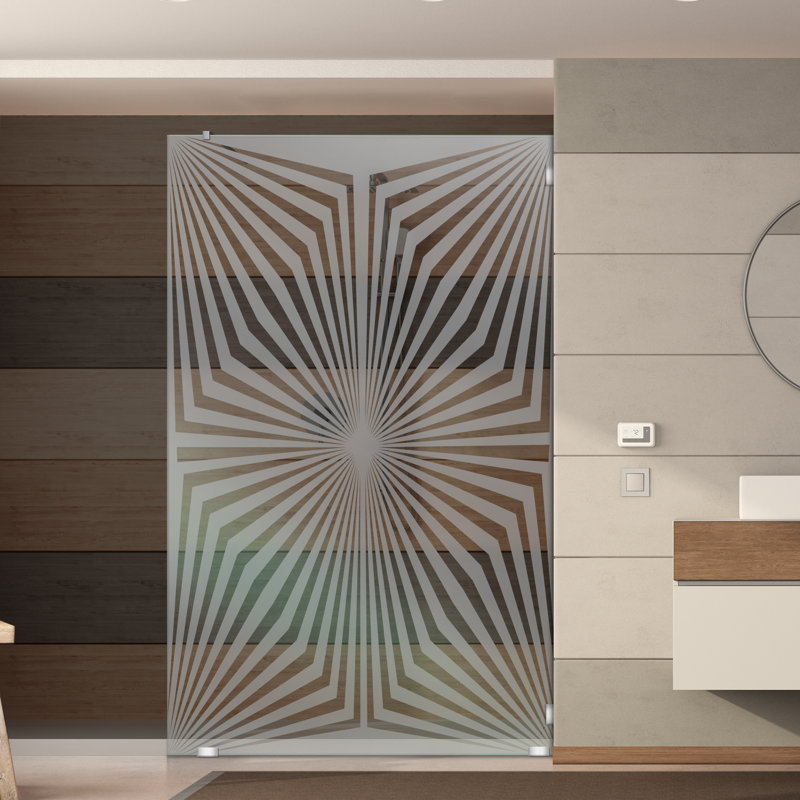 Écran de douche fixe en verre trempé 31 1/2 po x H 75 po avec motif sablé, Semi-privé, Oui