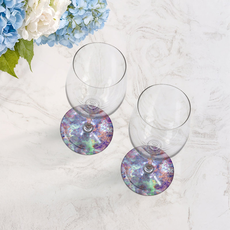 Sous-verres ronds en cuir impressionniste Passiflora, Passiflore
