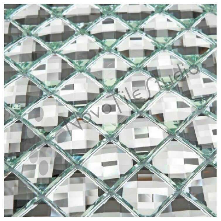 Diamond Mirror 0.8 x 0.8 Glass Grid Mosaic Wall Tile NovoTileStudio