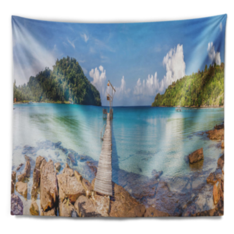 Tapisserie paysage paysage de l'île à l'île, H 68 po x l 80 po