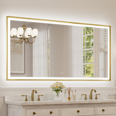 Miroir de salle de bain moderne à DEL avec verre trempé et miroir mural