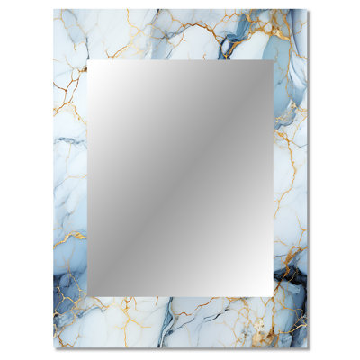 Serene Elegance Marble Pattern - marble  Wall Mirror, Modern Decorative Mirror, Printed Metal Art