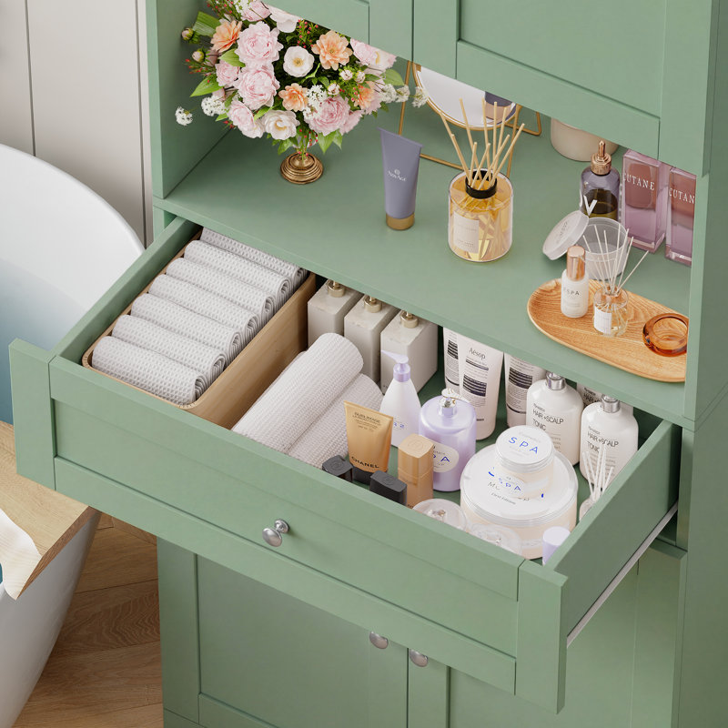 Armoire de salle de bain autoportante 67,5 "H, Vert