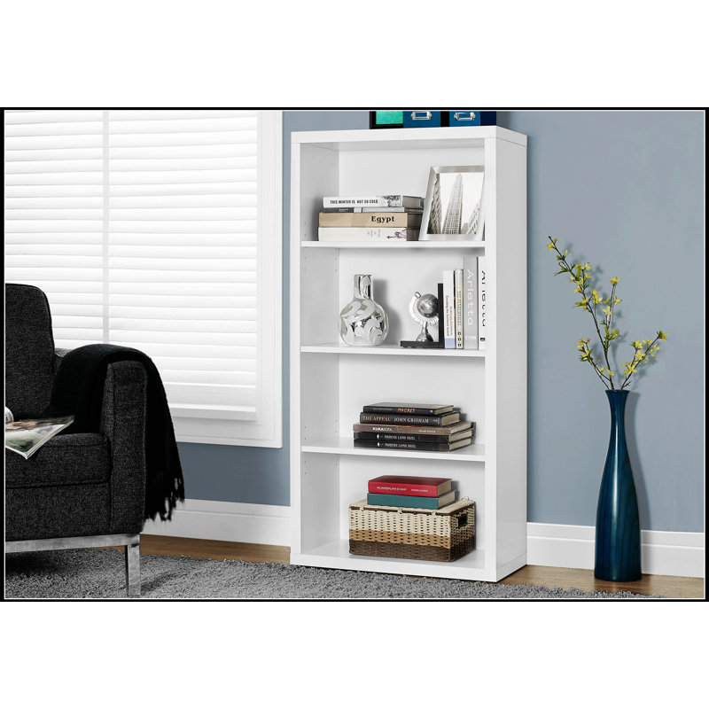 Contemporary 5-Tier Bookshelf With Adjustable Shelves, Ideal For Modern Office And Bedroom Storage And Display., White