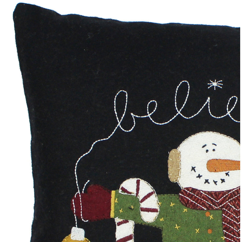  Coussin décoratif réversible en laine noire