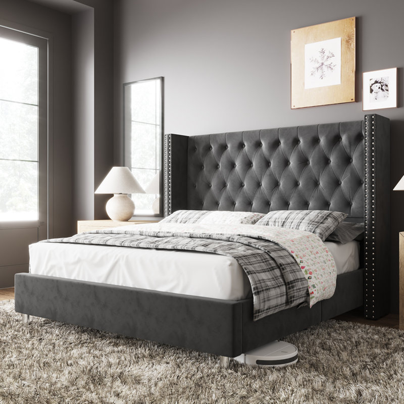 Dryden Upholstered Bed, King, Dark Grey