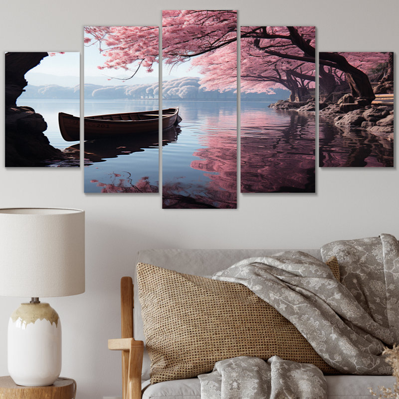 Fleur de cerisier du Japon - Art mural japonais - 5 panneaux