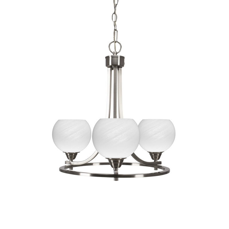 Lustre 3 lumières Waddon Paramount, H 19,25 po x l 18,75 po x P 18,75 po, Gris, Noir mat