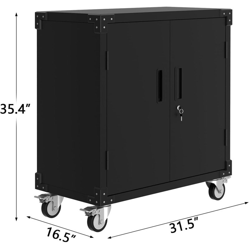 Armoire à outils en métal avec 2 tablettes réglables