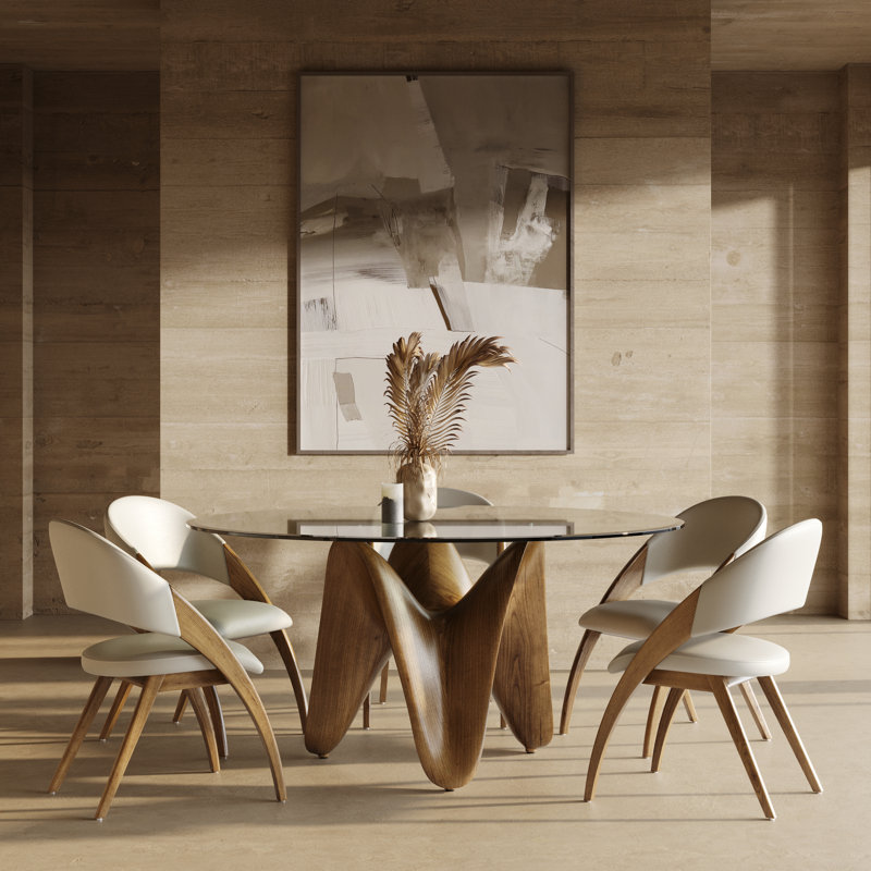Amina Round Glass Top Dining Table