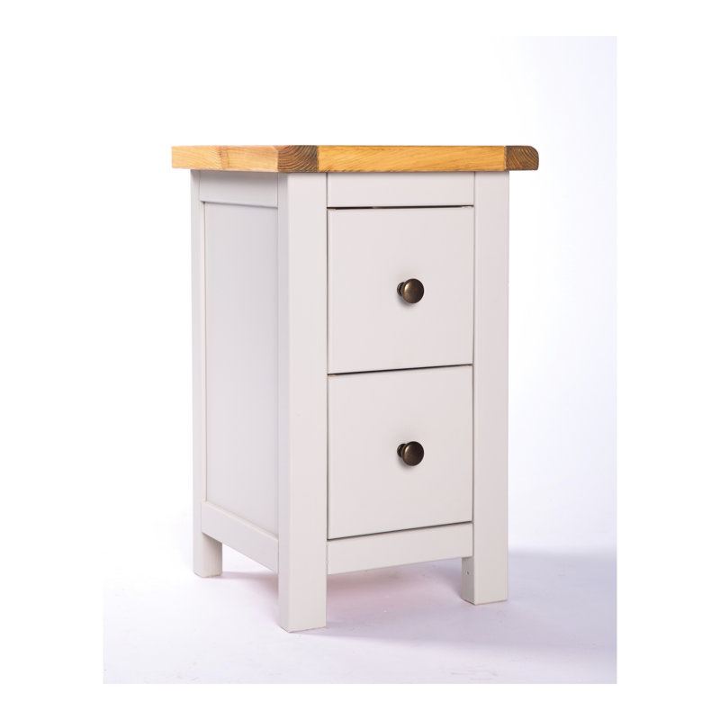 Aubusson 35cm W Bedside Table, Light Grey, Antique Brass