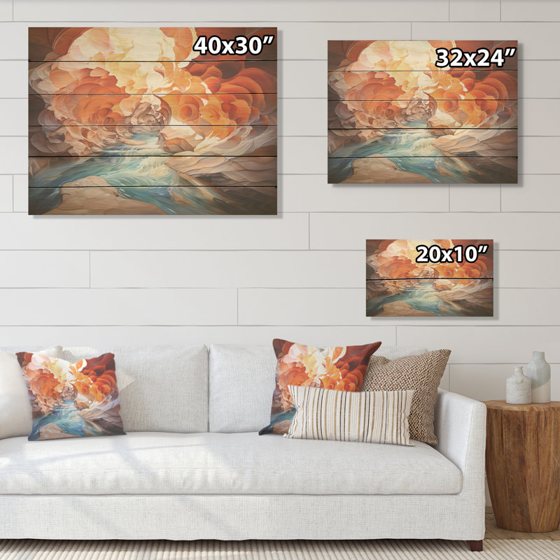 Canyon Antelope Liquid Art - Canyon Wood Wall Art On Natural Pine Wood, 24" H x 32" W