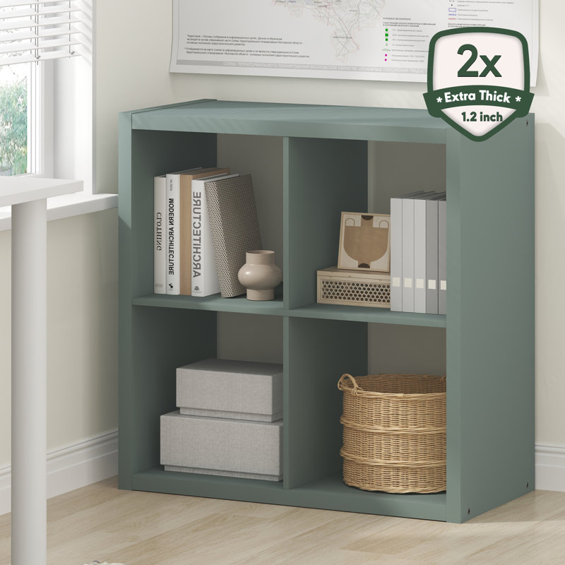 Organisateur de rangement cubique à dossier ouvert Furinno, 4 cubes, vert sauge, (4 feuilles) H 30 po x l 30 po x P 14,57 po