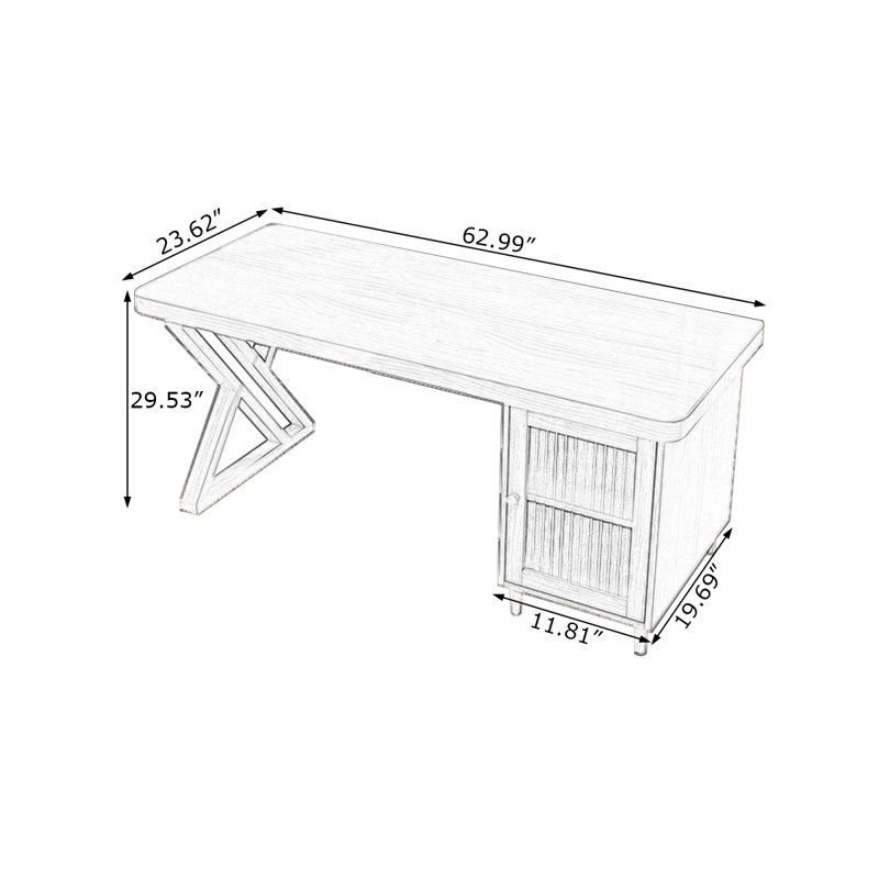 Walnut Rectangular Solid Wood desks, 29.53" H x 62.99" W x 23.62" D, Right Hand Return