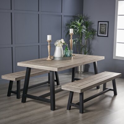 Gracie Oaks Osbourne 3 - Piece Acacia Dining Set & Reviews | Wayfair