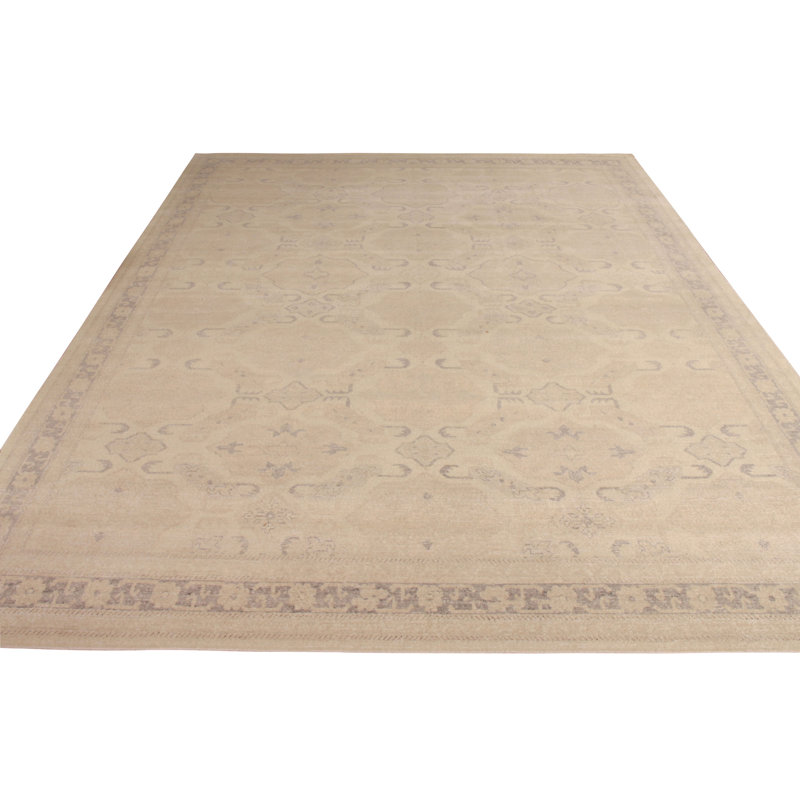 Distressed Homage Hand Knotted Wool Area Rug in Beige, Brown, Ivory, Black, Rectangle 12' x 15'