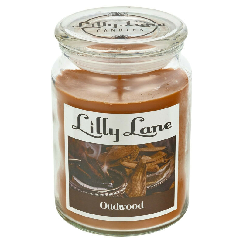 Oud Wood Scented Jar Candle with Glass Holder