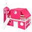 Lit mezzanine double avec tente et tour Slide - Rose