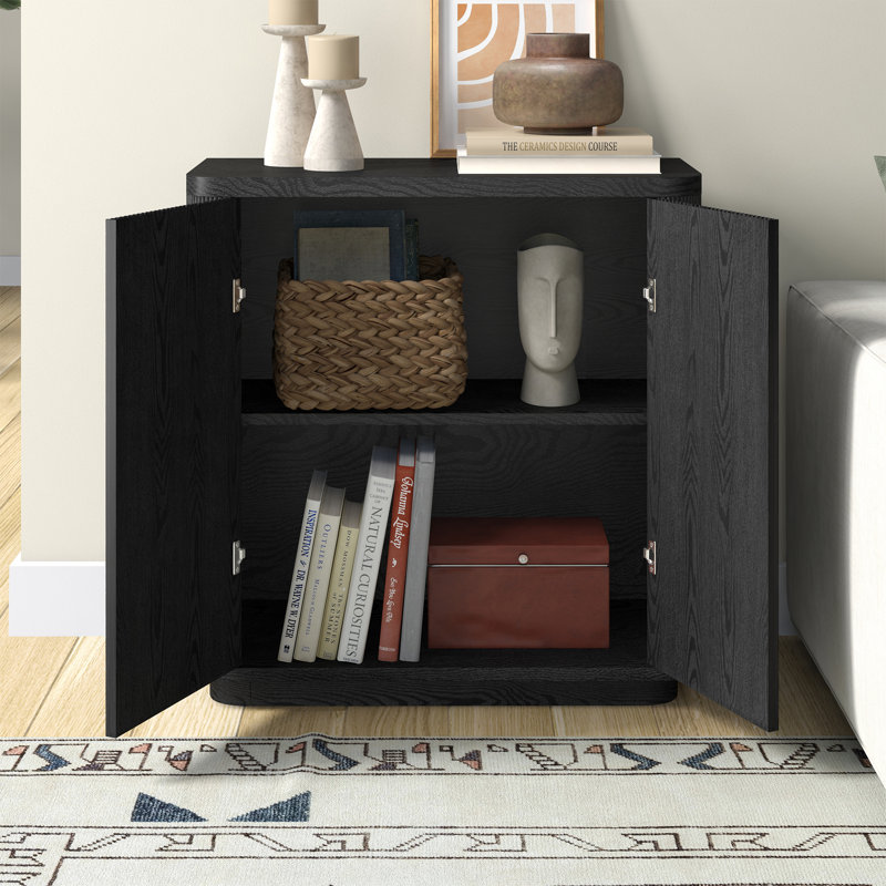Alhassane 32" Wide Rectangular Accent Cabinet, Black 