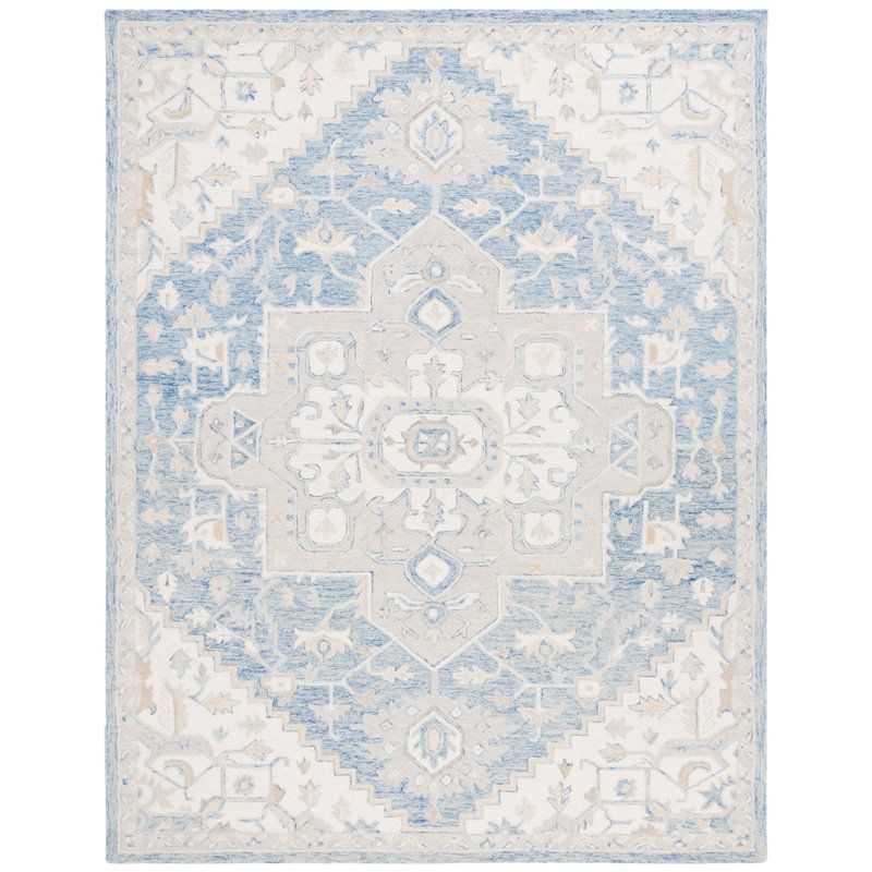 Percy Lauren Ralph Lauren Hand Tufted Wool/Cotton Oriental Rug in Blue/Ivory, Rectangle 8' x 10'