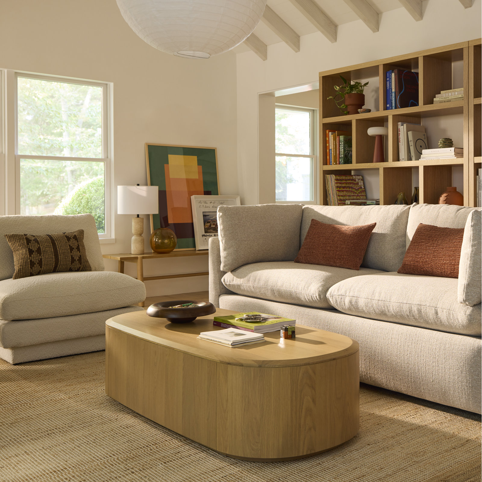 Kodie 55" Oval Oak Coffee Table