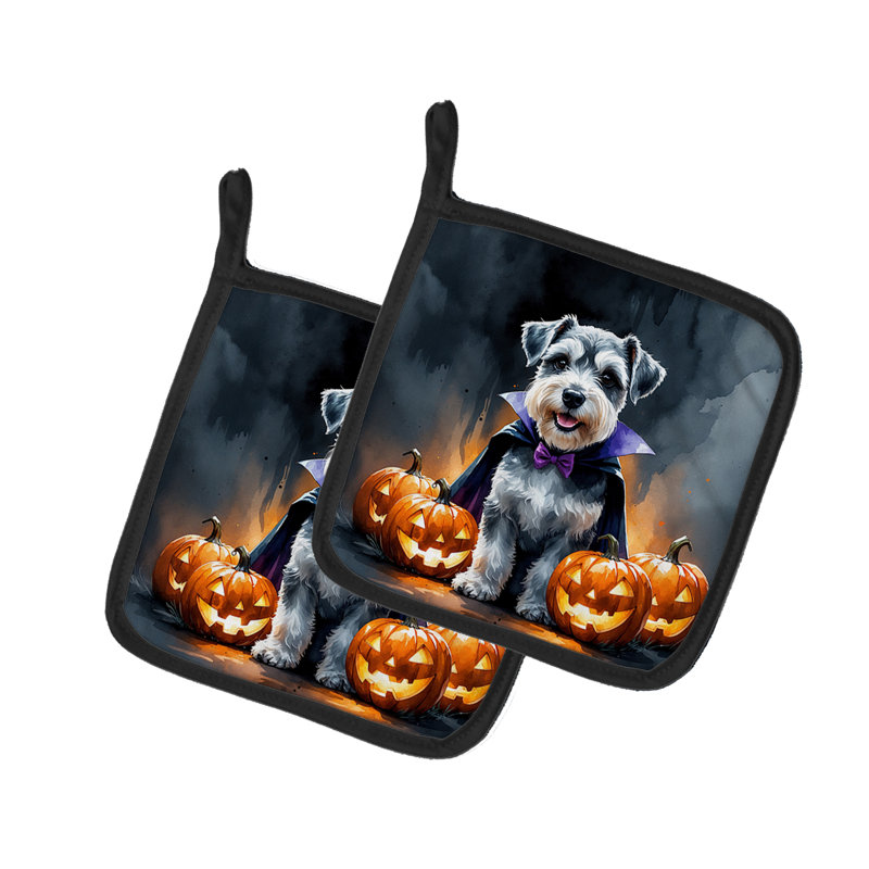 Schnauzer - Paire de porte-pots d'Halloween