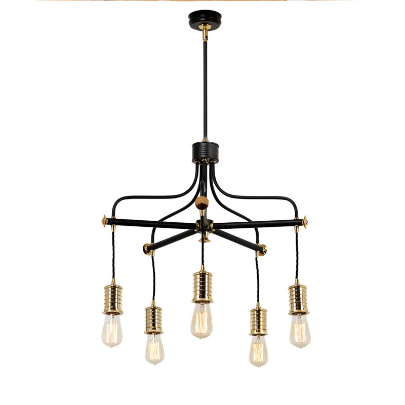Naugatuck 5 - Light Chandelier, Black/Polished Brass