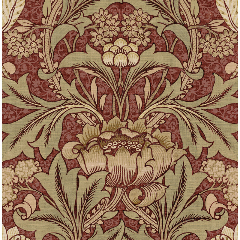 Papier peint floral Mifflintown, Argile rouge / lichen