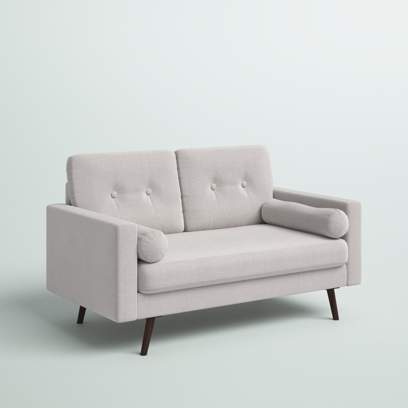 Espana Upholstered 57'' Loveseat, Beige Polyester