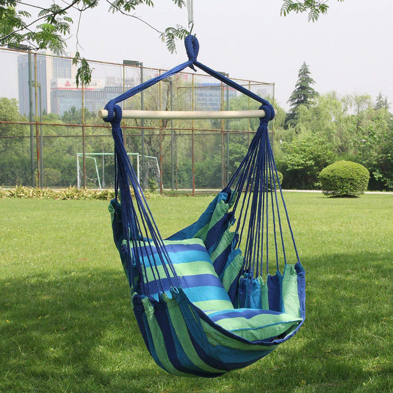 Sorbus Woven Cotton Swing, 2 Cushions, for Indoor/Outdoor Use, 265 lb Weight Capacity
