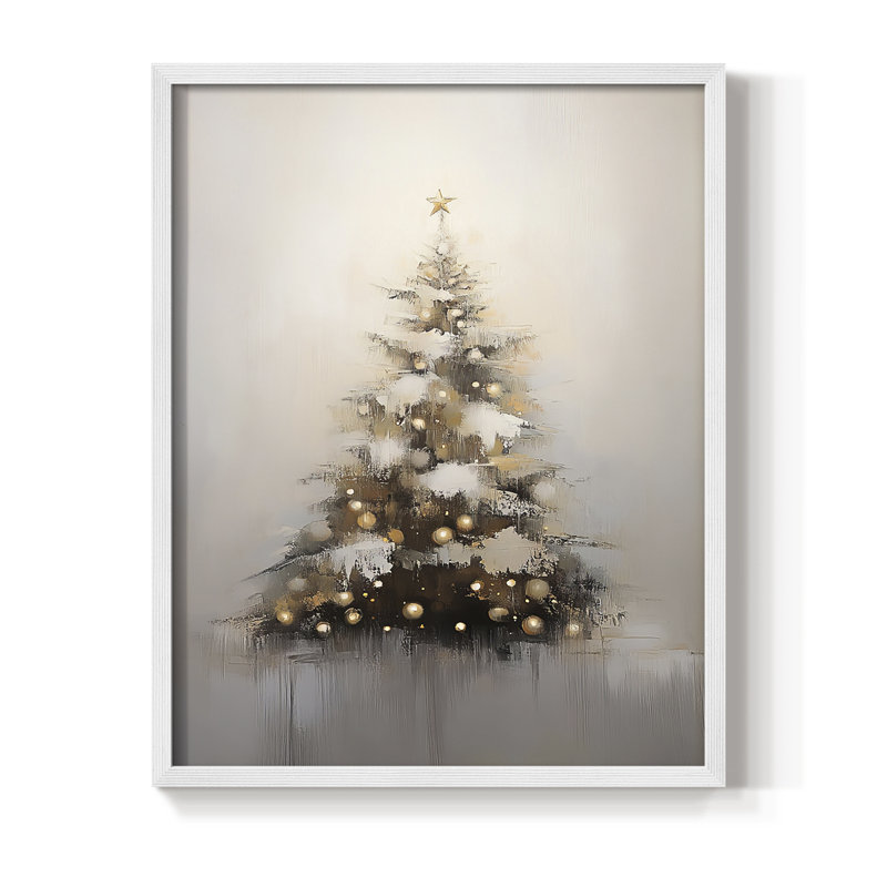 «Christmas Holiday Art», série 2-CXV III, reproduction encadrée - bois massif, H 30 po x l 24 po, Blanc