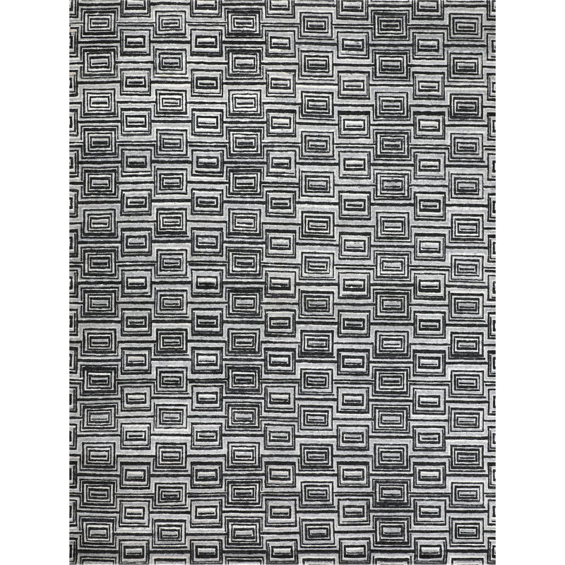 Geometric Area Rug in Navy, Rectangle 8' x 10'