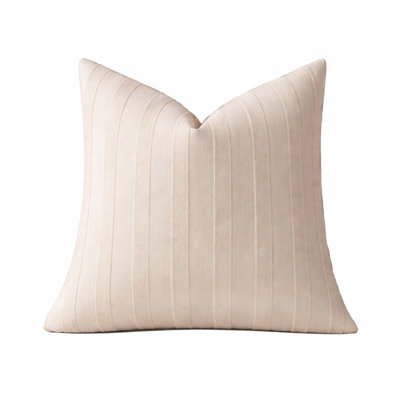Light Beige Textured Striped Throw Pillow Cover 18" X 18" - Modern Accent Pillow Case, 1-pack