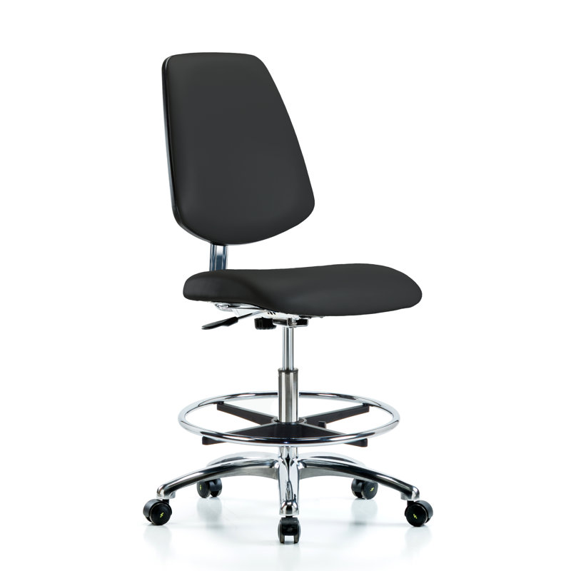 Vinyl Drafting Chair, ESD Black Vinyl, ESD Casters