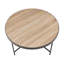 Table basse ronde avec plateau en bois et structure en métal